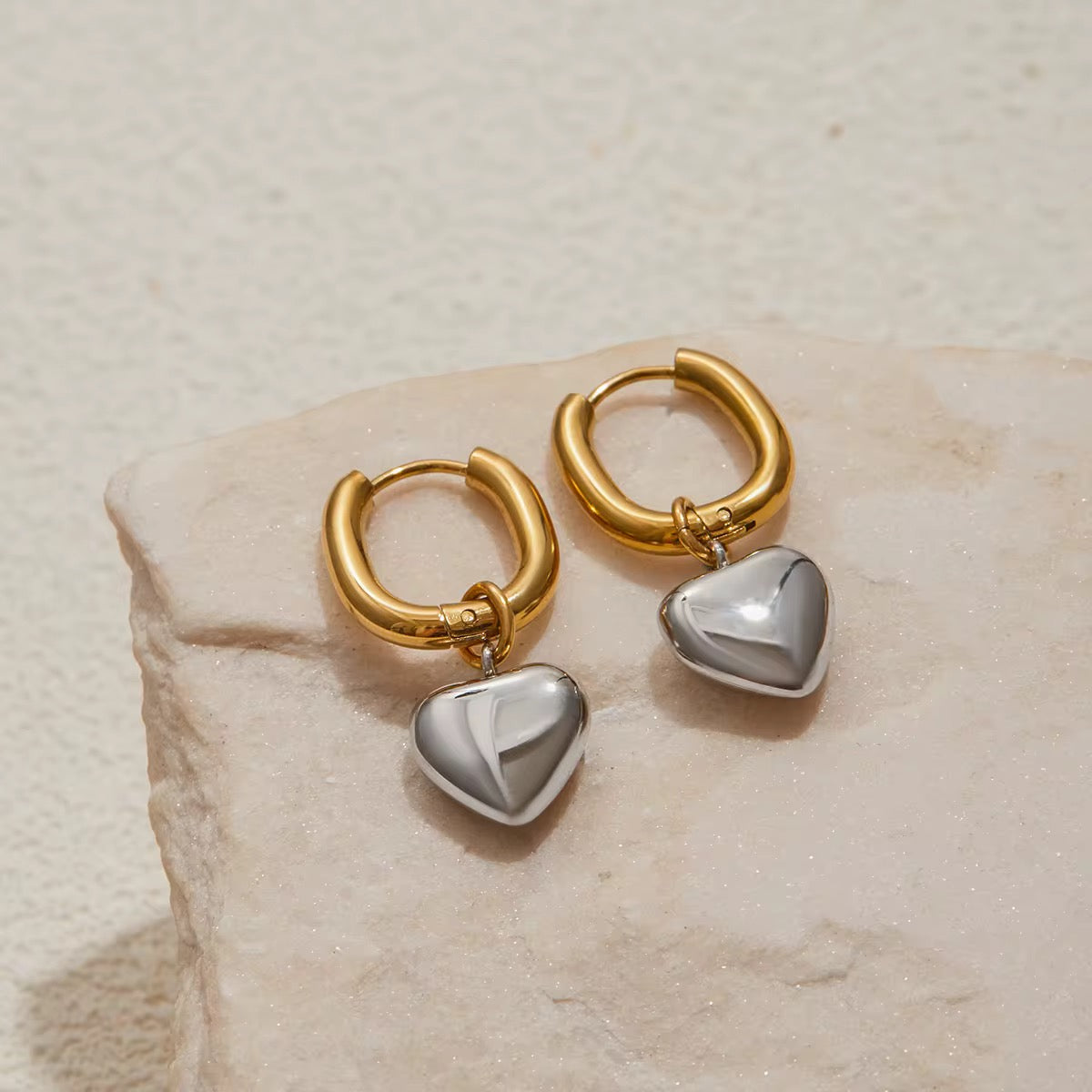 The Golden Heart Drop Hoops