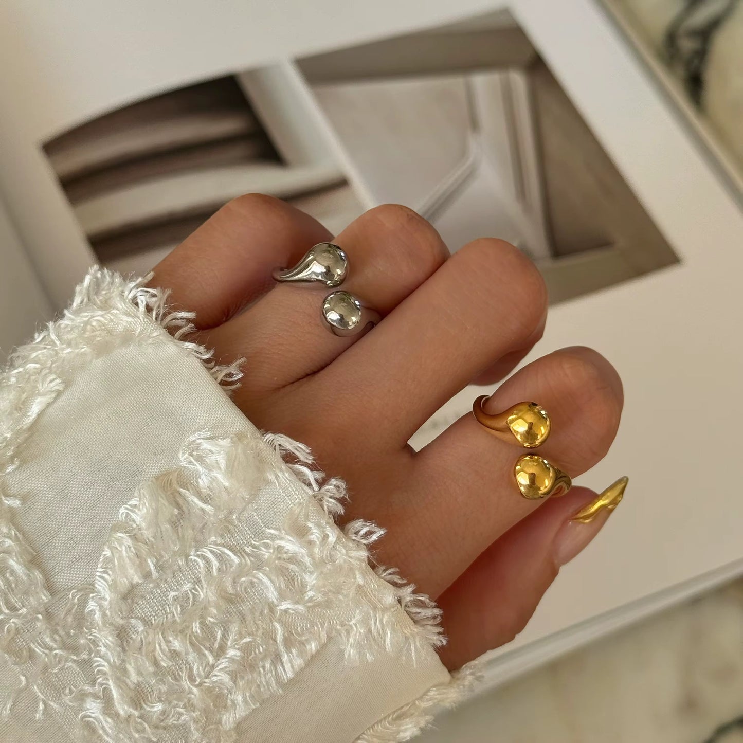 Sculpted Adjustable Cuff Ring