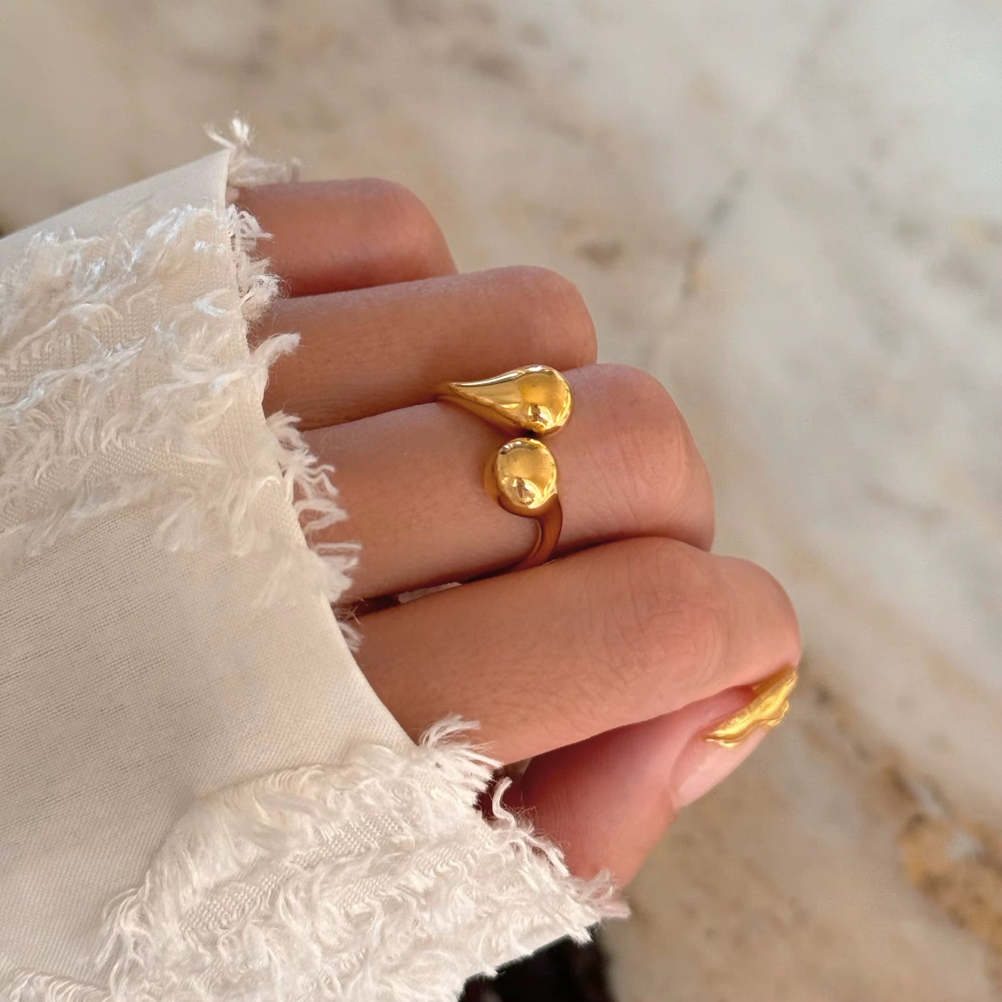 Sculpted Adjustable Cuff Ring