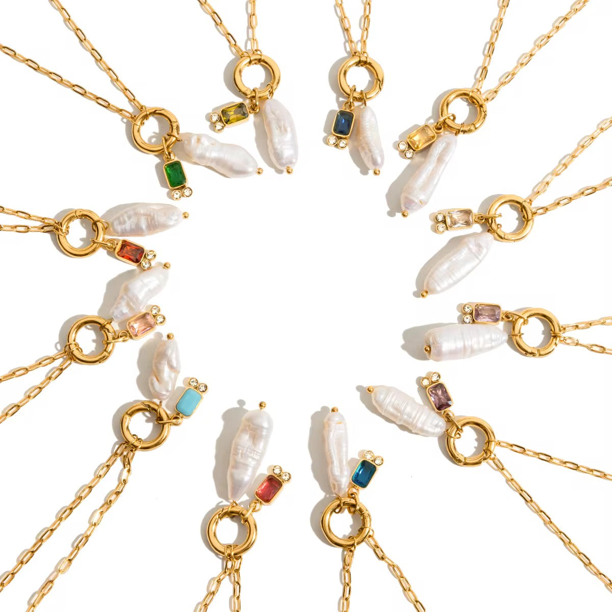 Birthstone & Pearl Charm Necklace