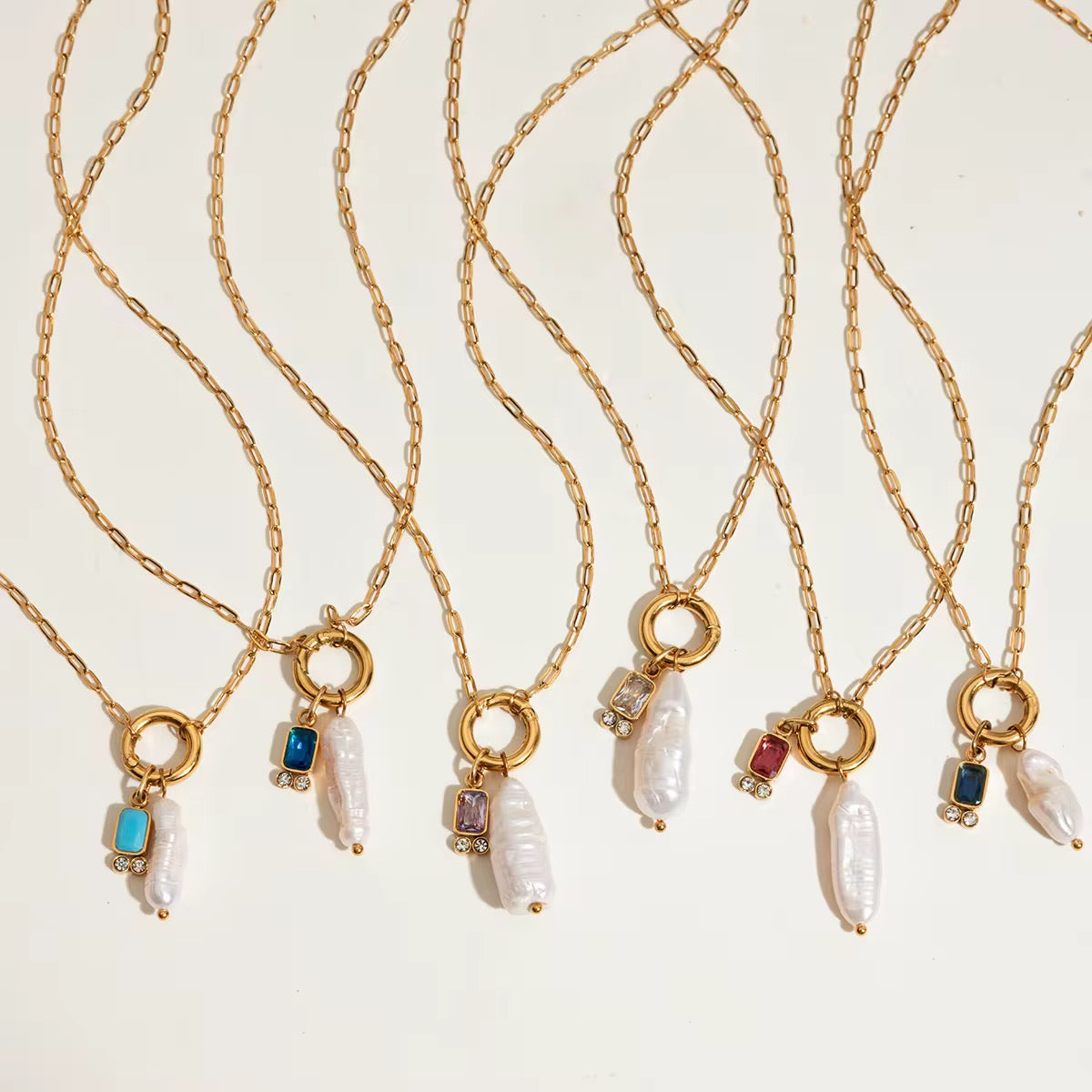 Birthstone & Pearl Charm Necklace